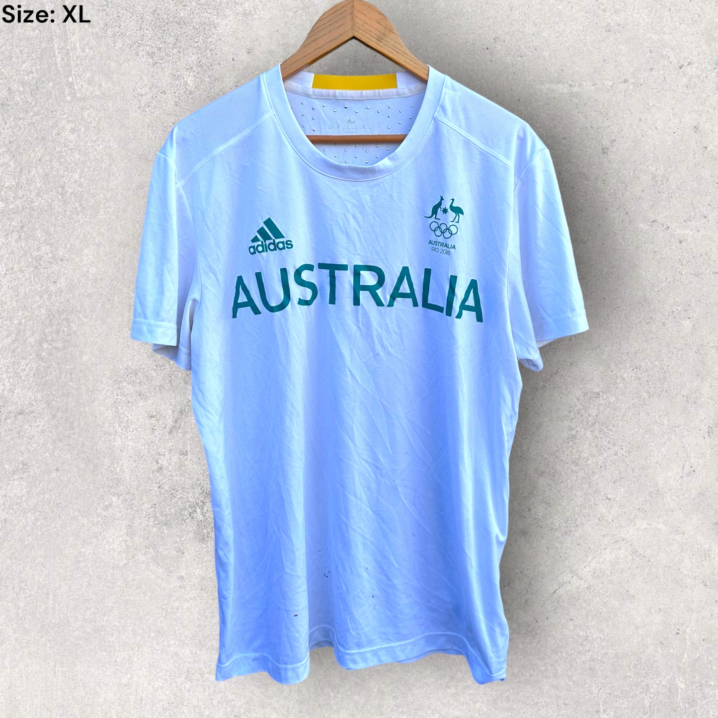 AUSTRALIA OLYMPIC TEAM 2016 RIP WHITE ADIDAS T-SHIRT