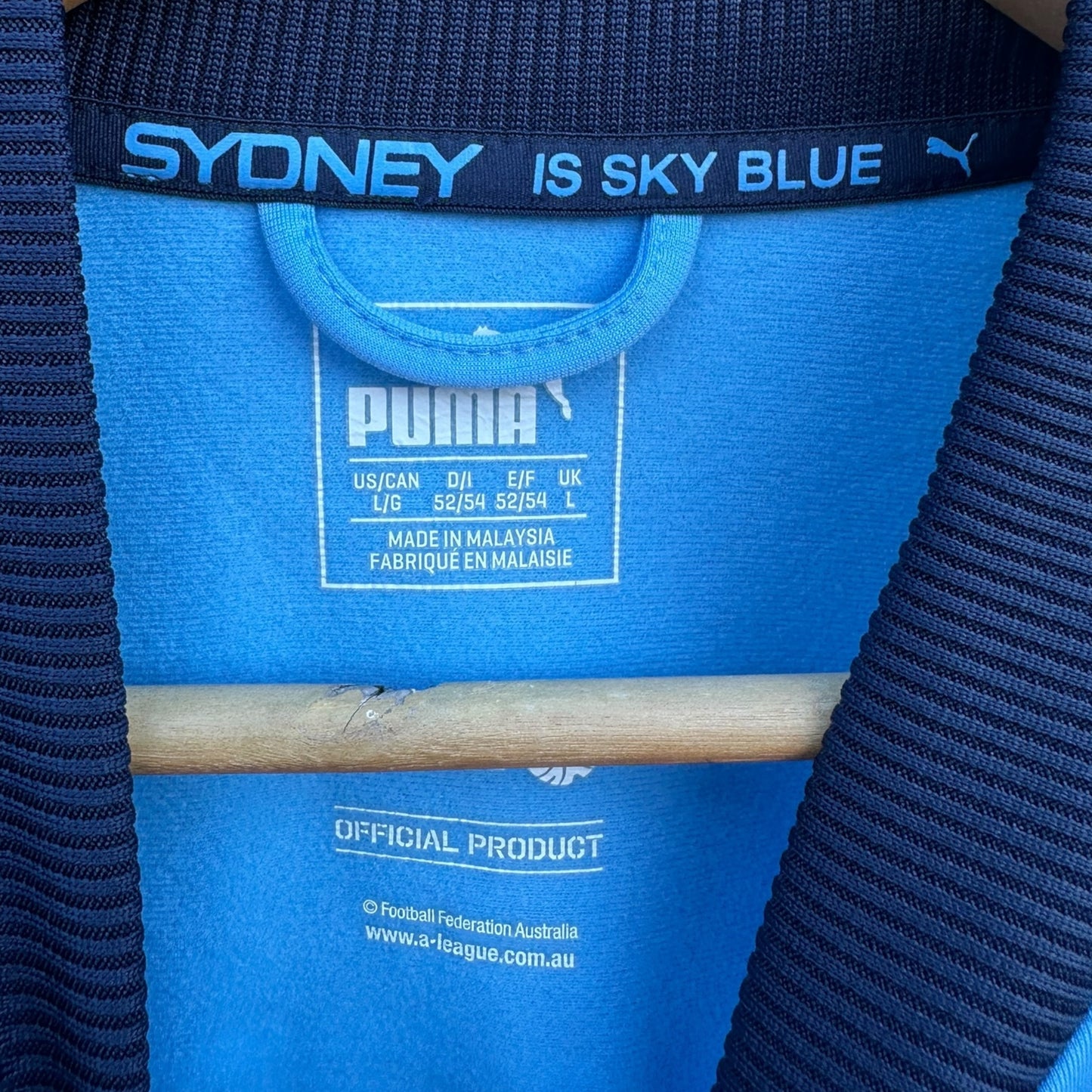 SYDNEY FC PUMA FULL ZIP SKY BLUE FOOTBALL TRACK JACKET