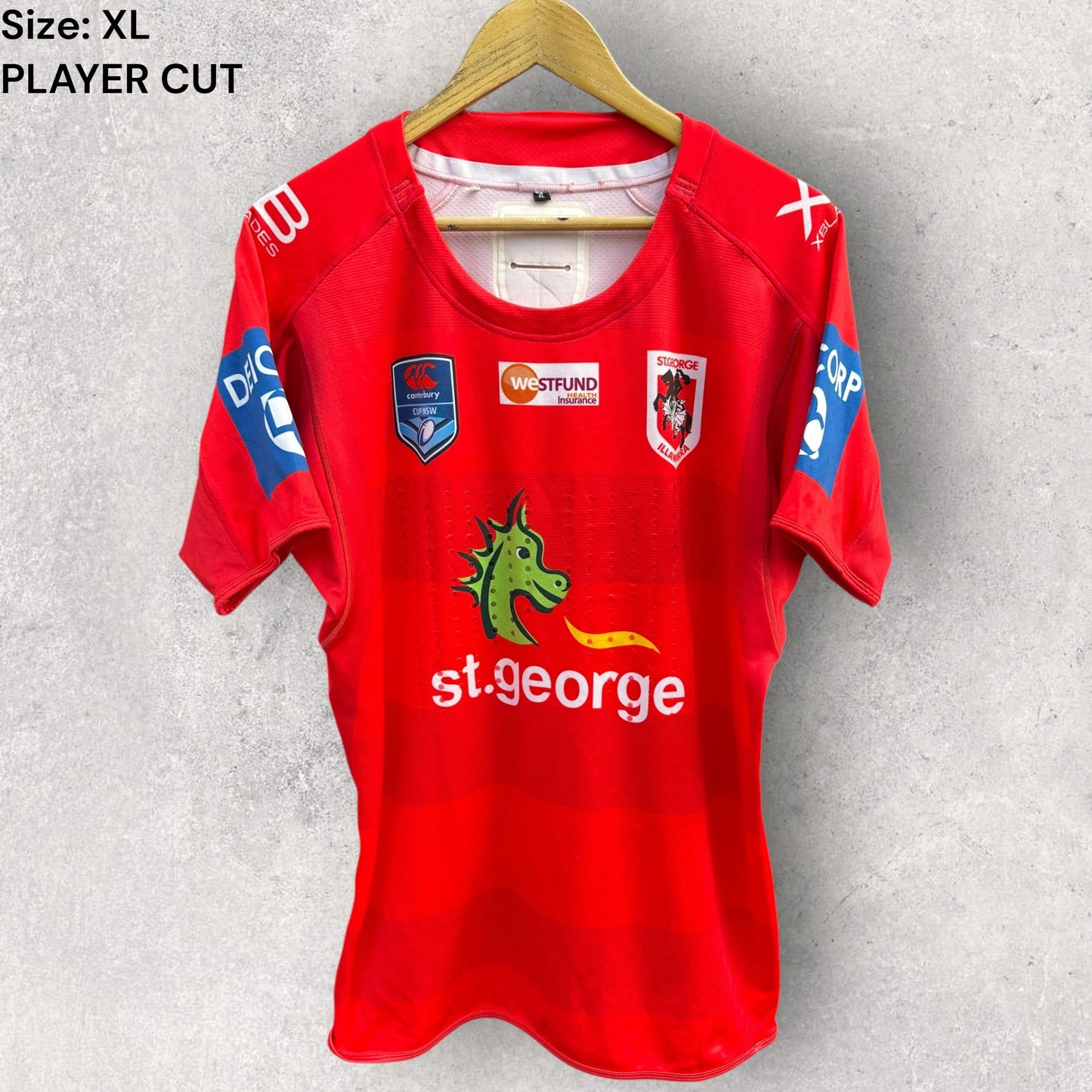 ST GEORGE ILLAWARRA DRAGONS CANTERBURY CUP AWAY PLAYER CUT JERSEY