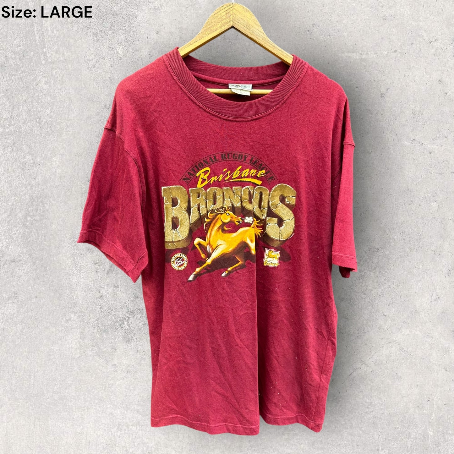 Brisbane Broncos Full Boar Nrl Vintage Short Sleeve Shirt