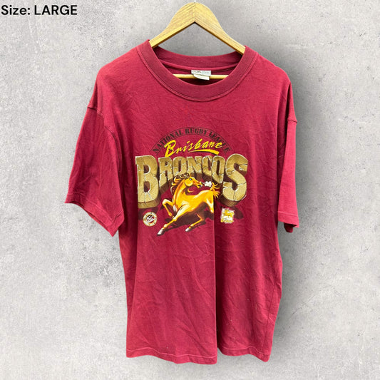 Brisbane Broncos Full Boar Nrl Vintage Short Sleeve Shirt