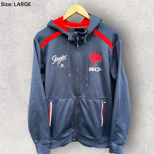 SYDNEY ROOSTERS FULL ZIP BLUE HOODED RUGBY LEAGUE JACKET