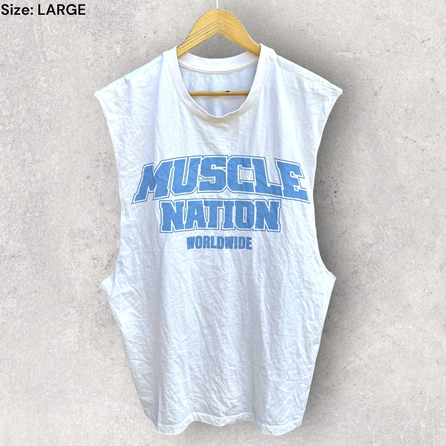 MUSCLE NATION WORLDWIDE WHITE SINGLET/TANK TOP