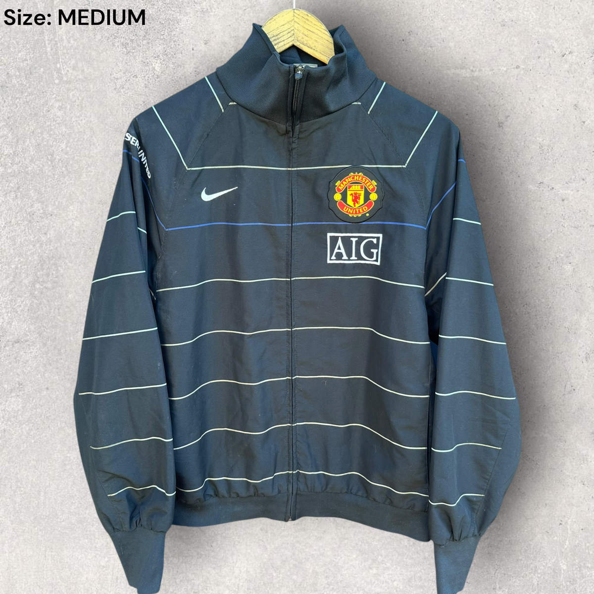 Manchester United 2007 Nike AIG Full Zip Black Football Jacket