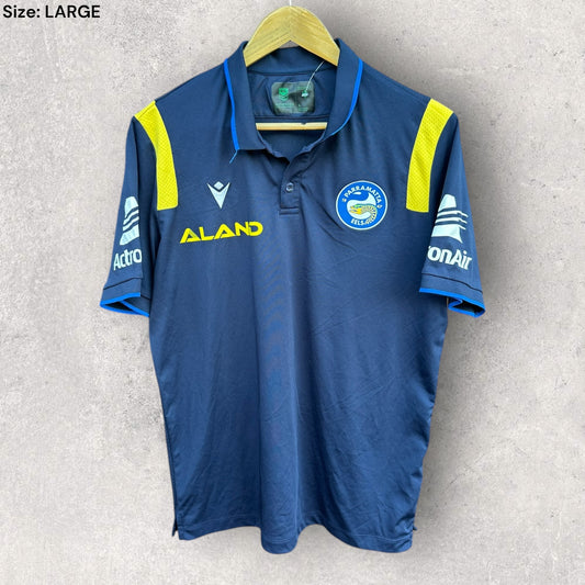 PARRAMATTA EELS MACRON BLUE MEDIA POLO SHIRT