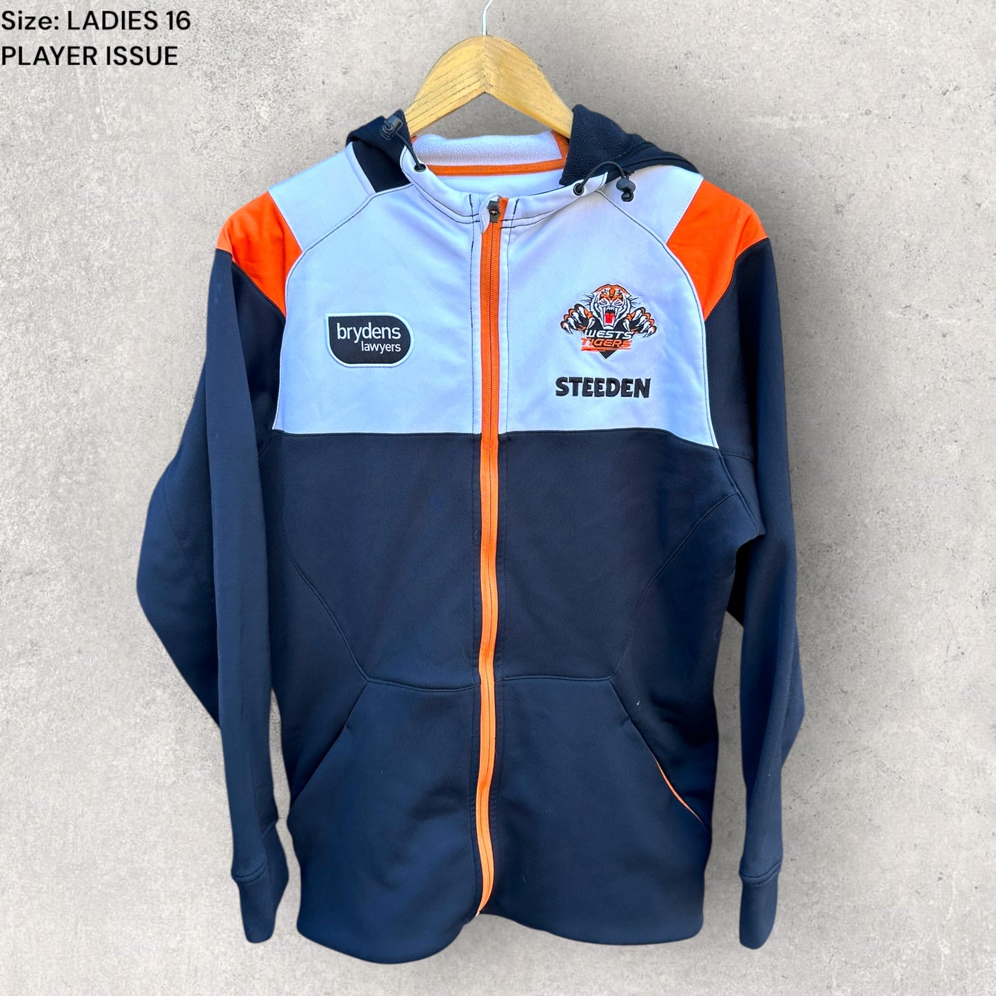 WESTS TIGERS NRLW SOPHIE CURTAIN PLAYER ISSUED STEEDAN HOODED JACKET
