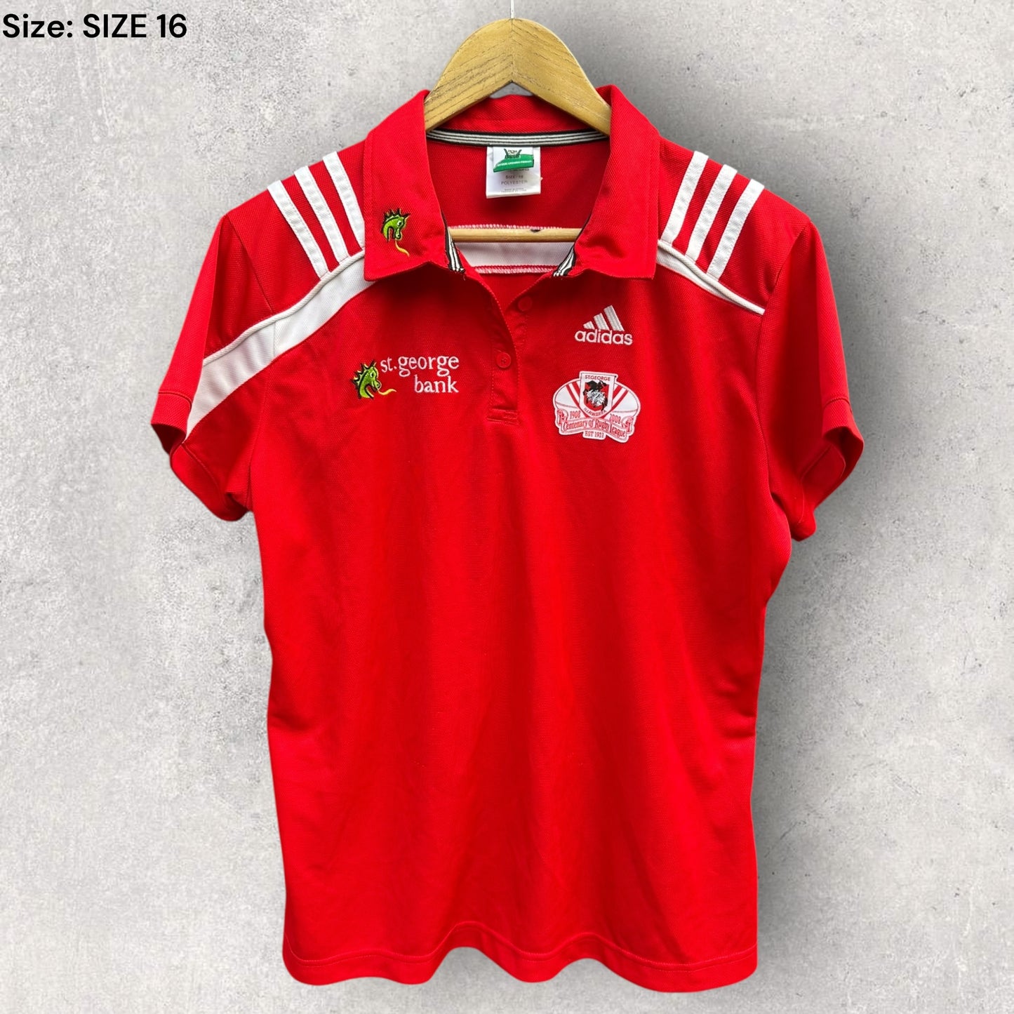 ST GEORGE ILLAWARRA DRAGONS 2008 CENTENARY RUGBY LEAGUE LADIES POLO SHIRT