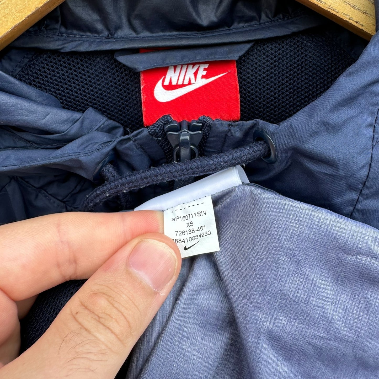 NIKE LADIES BLUE & GREY WINDRUNNER HOODED JACKET