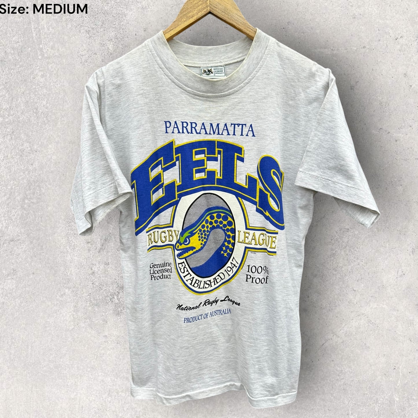 Parramatta Eels Nrl Grey Vintage Short Sleeve Rugby League Shirt