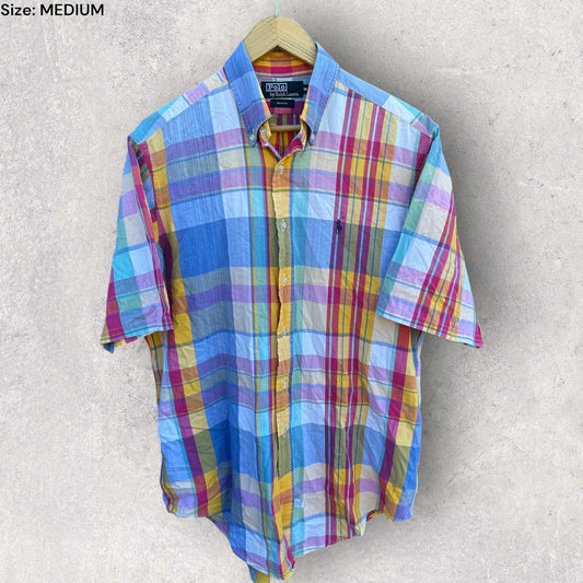 RALPH LAUREN POLO MULTI-COLOURED SHORT SLEEVE BUTTON UP SHIRT