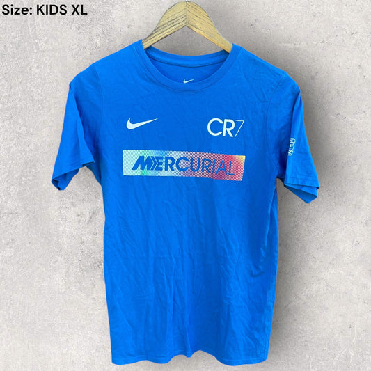 CR7 Ronaldo Nike Mercurial Kids Blue Short Sleeved Soccer Shirt