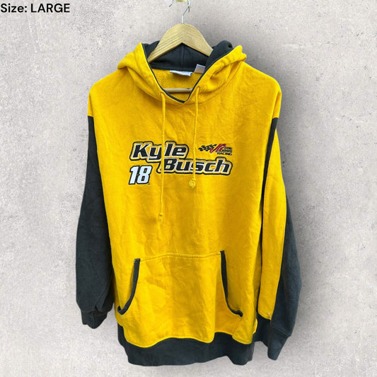 KYLE BUSCH NASCAR WINNERS CIRCLE YELLOW PULLOVER HOODED JUMPER