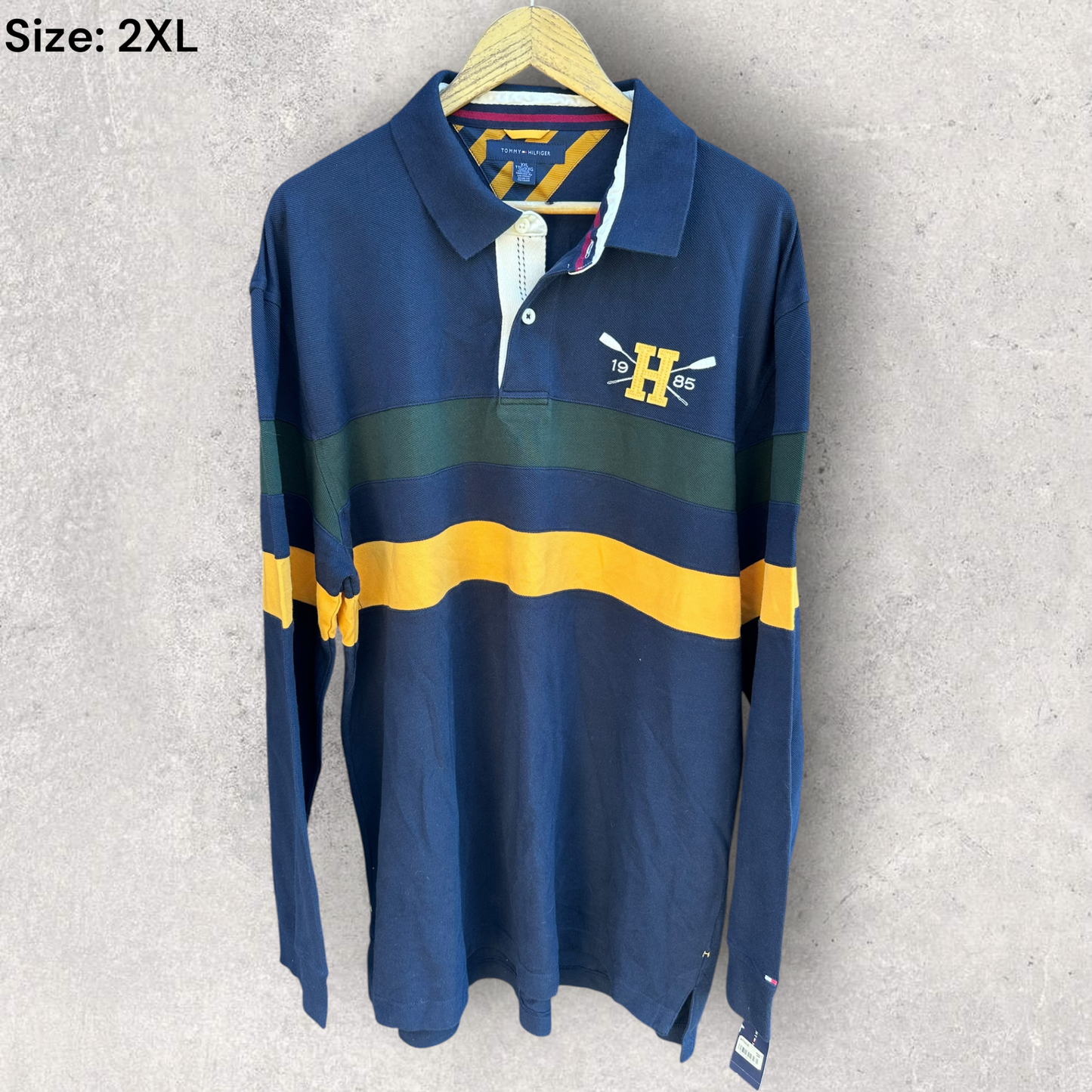 Tommy Hilfiger Navy Blue Rugby Style Long Sleeve Shirt Brand New
