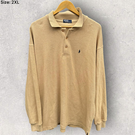 RALPH LAUREN POLO BEIEGE LONG SLEEVE BUTTON UP SHIRT