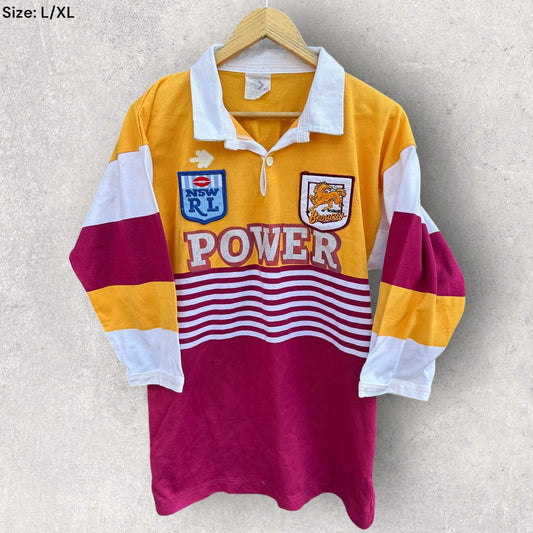 BRISBANE BRONCOS 1988 VINTAGE NSWRL PERRLESS LONG SLEEVE JERSEY