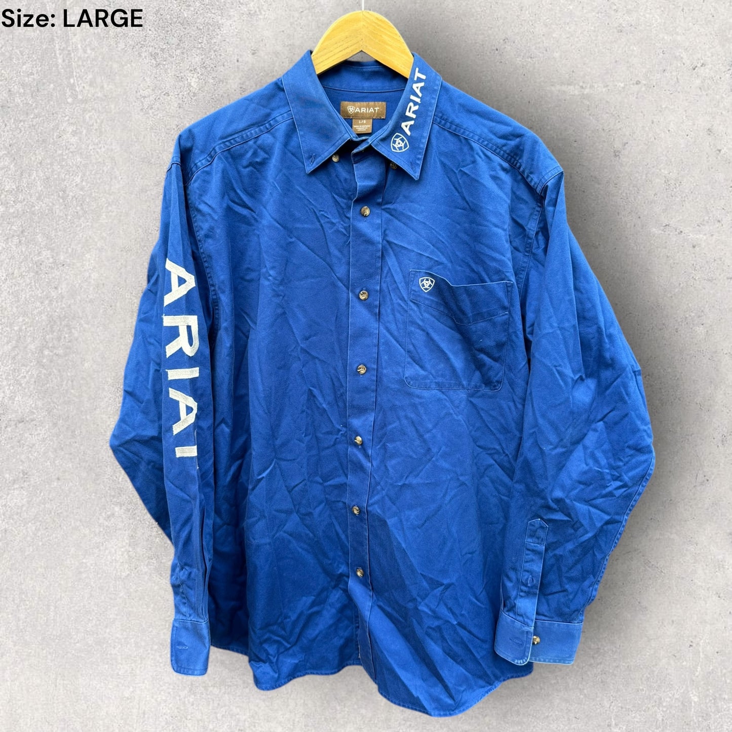 ARIAT BLUE MENS LONG SLEEVE BUTTON UP SHIRT