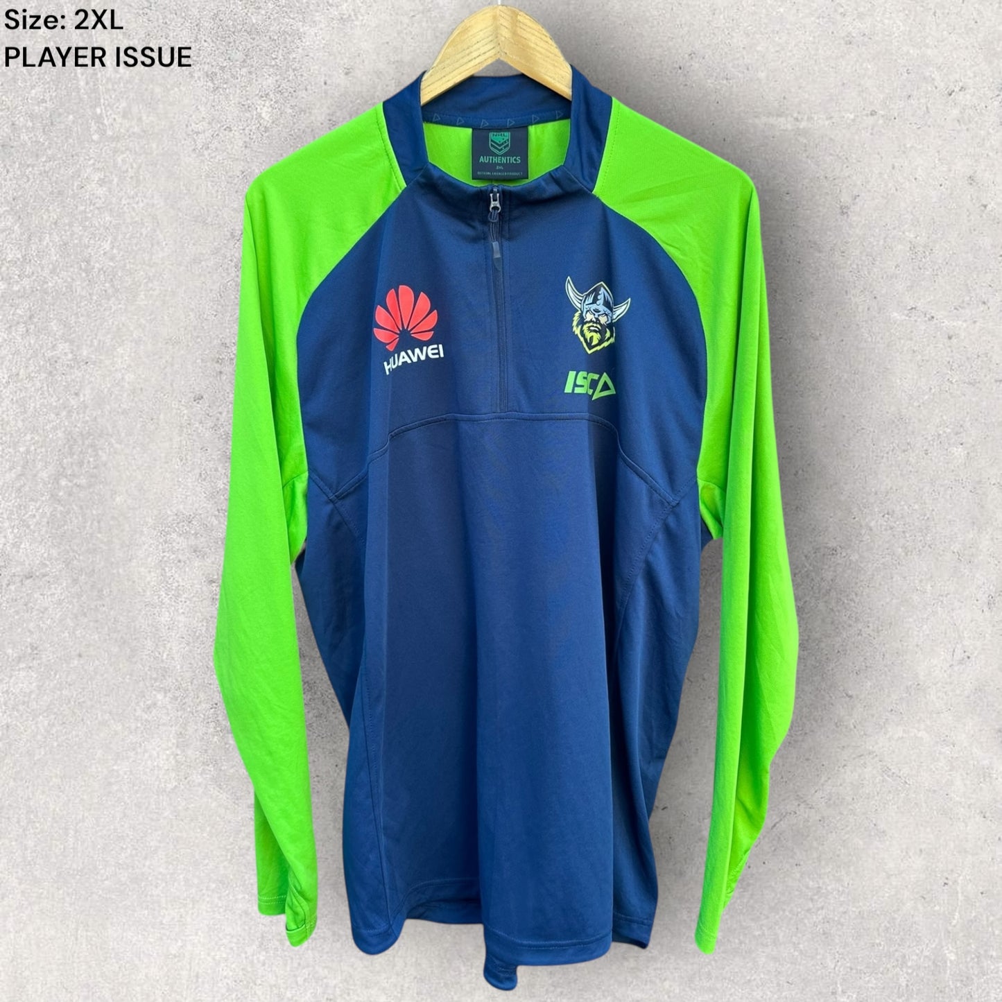 CANBERRA RAIDERS PLAYER ISSUED LONG SLEEVE HALF ZIP TRAINING SHIRT