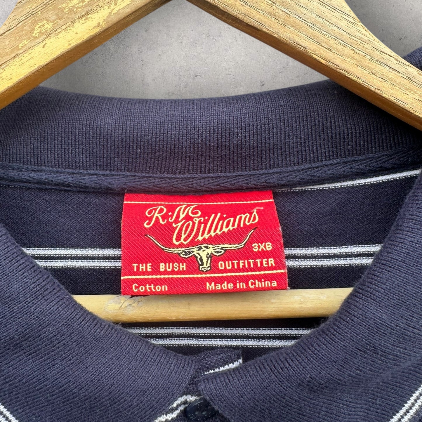 RM Williams Blue Stripped Short Sleeve Polo Shirt
