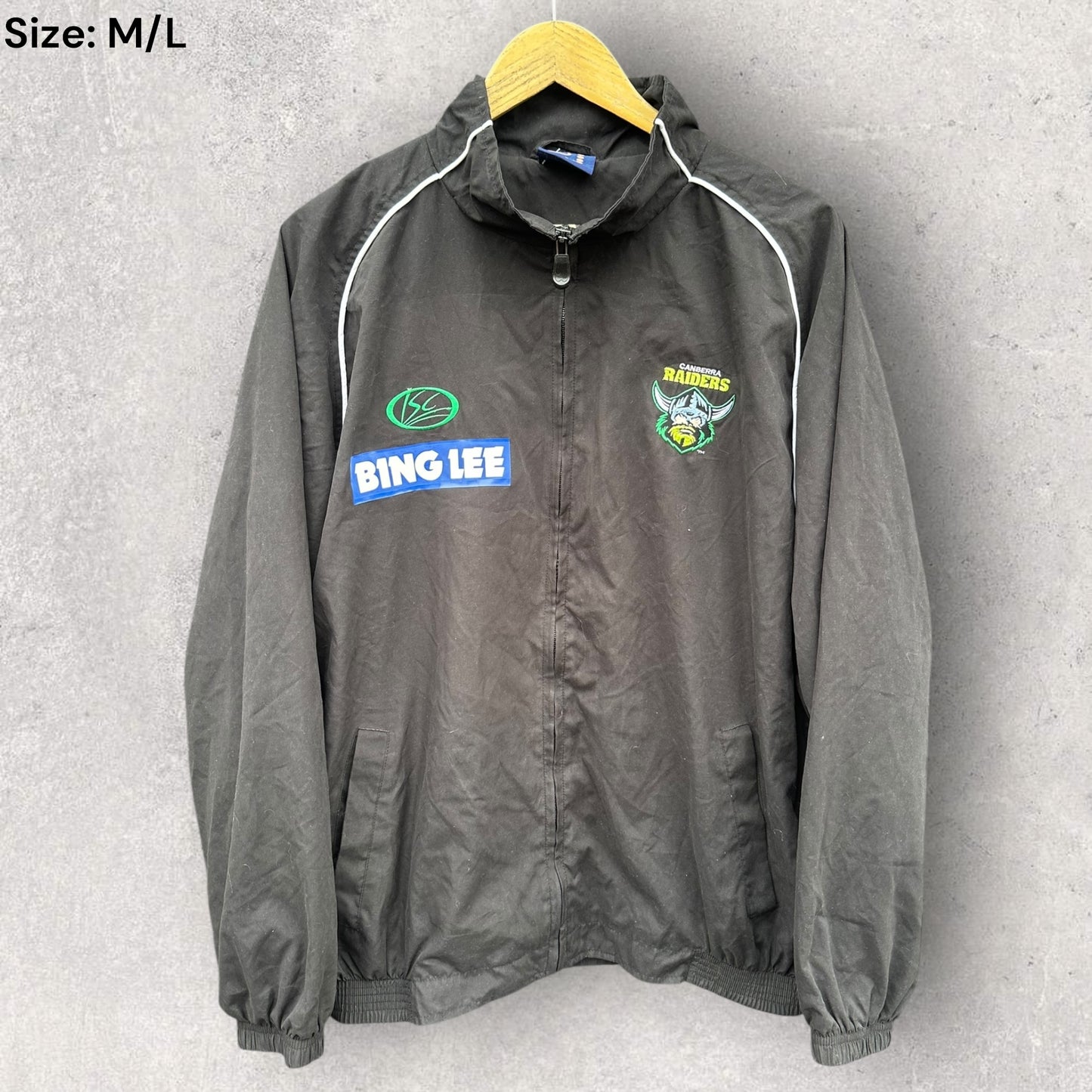 Canberra Raiders ISC Black Bing Lee Vintage Windbreaker Full Zip Jacket