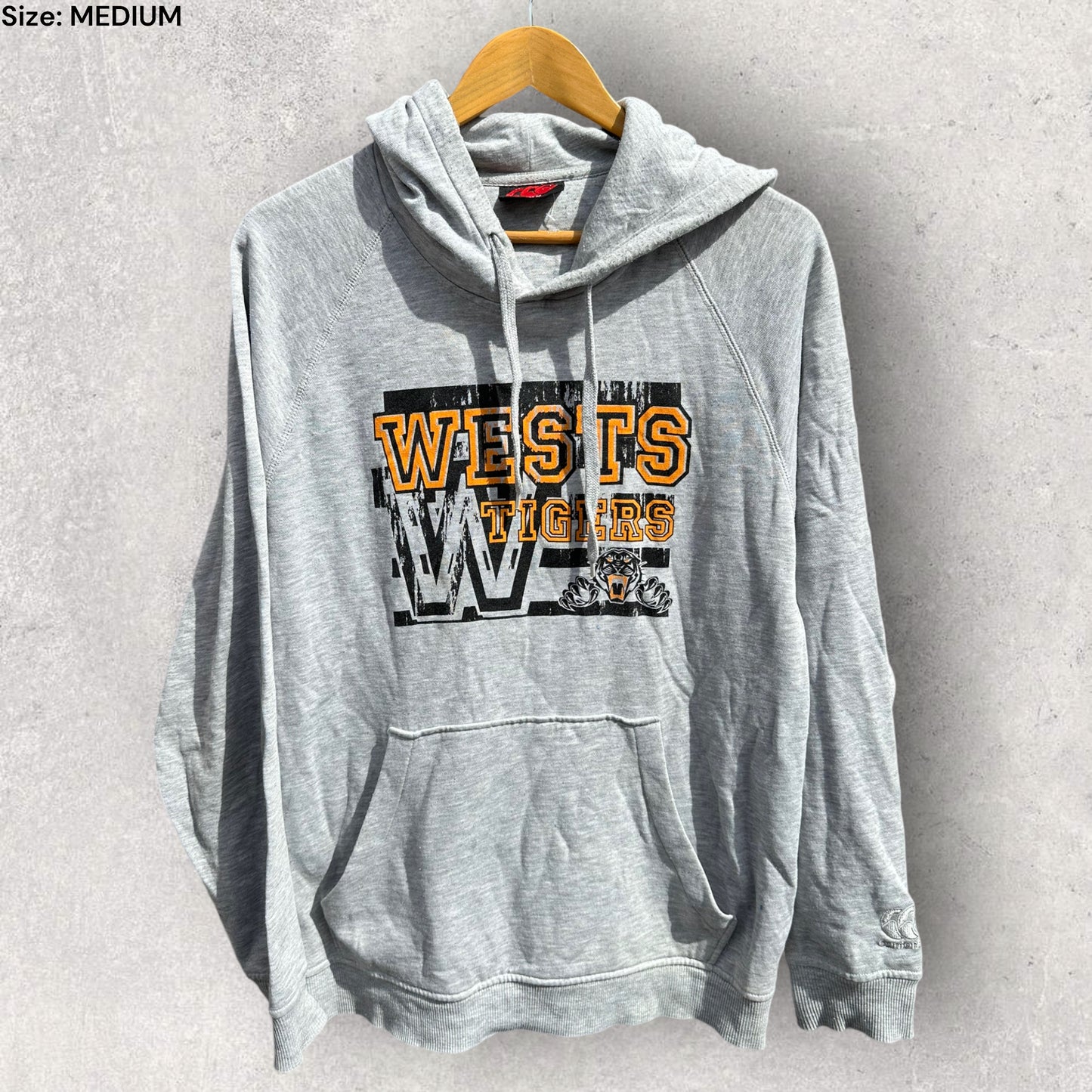 WESTS TIGERS CANTERBURY GREY HOODED JUMPER