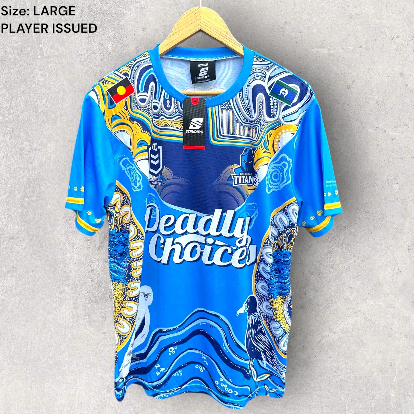 CARTER GORDON GOLD COAST TITANS 2025 DEADLY CHOICES INDIGENOUS PLAYER ISSUED SHIRT