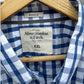 ABERCROMBIE & FITCH MENS BLUE & WHITE CHECKERED LONG SLEEVE BUTTON UP MUSCLE SHIRT