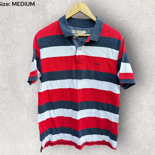 RM WILLIAMS STRIPPED MENS SHORT SLEEVE POLO SHIRT