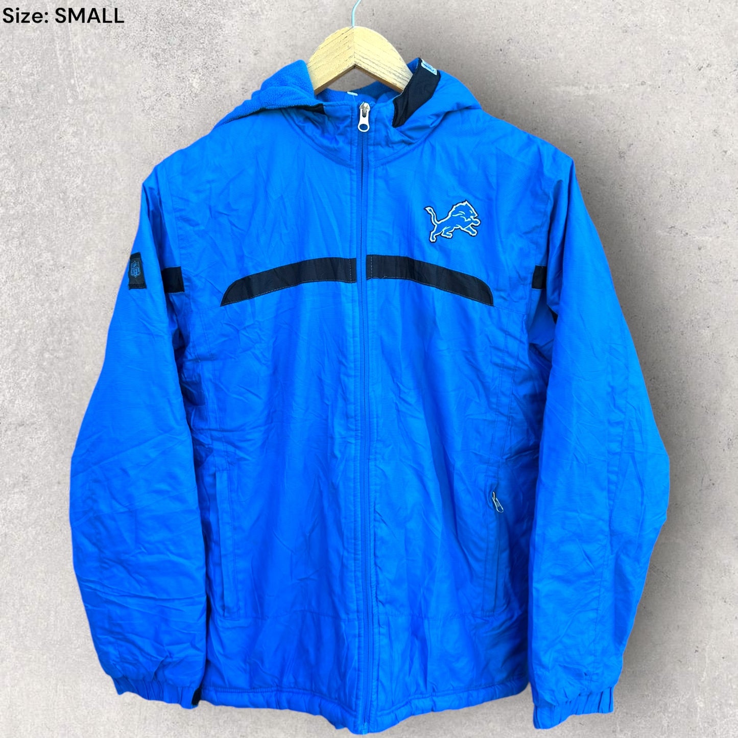 DETRIOT LIONS NFL BLUE FULL ZIP TRACK JACKET