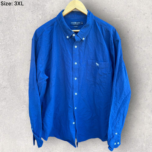 RINGERS WESTERN BLUE LONG SLEEVE BUTTON UP SHIRT