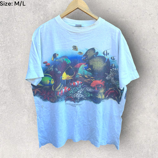 UNDERWATER WORLD SINGAPORE VINTAGE WHITE T-SHIRT