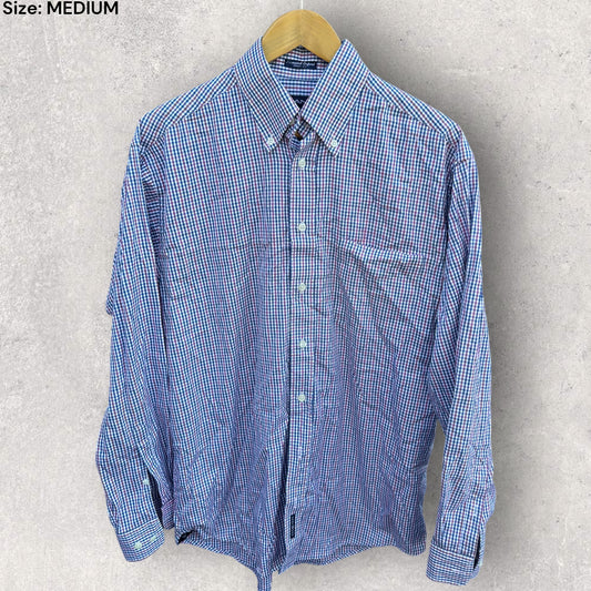GANT LONG SLEEVE BUTTON UP BLUE & PINK CHECKERED SHIRT