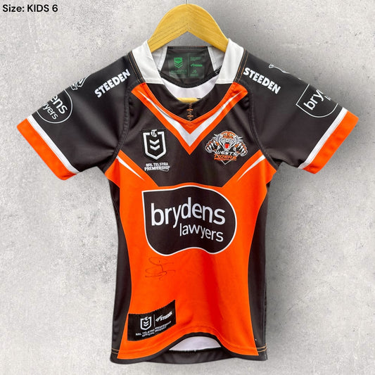 WESTS TIGERS 2021 KIDS AWAY JERSEY WITH SIGNATURE