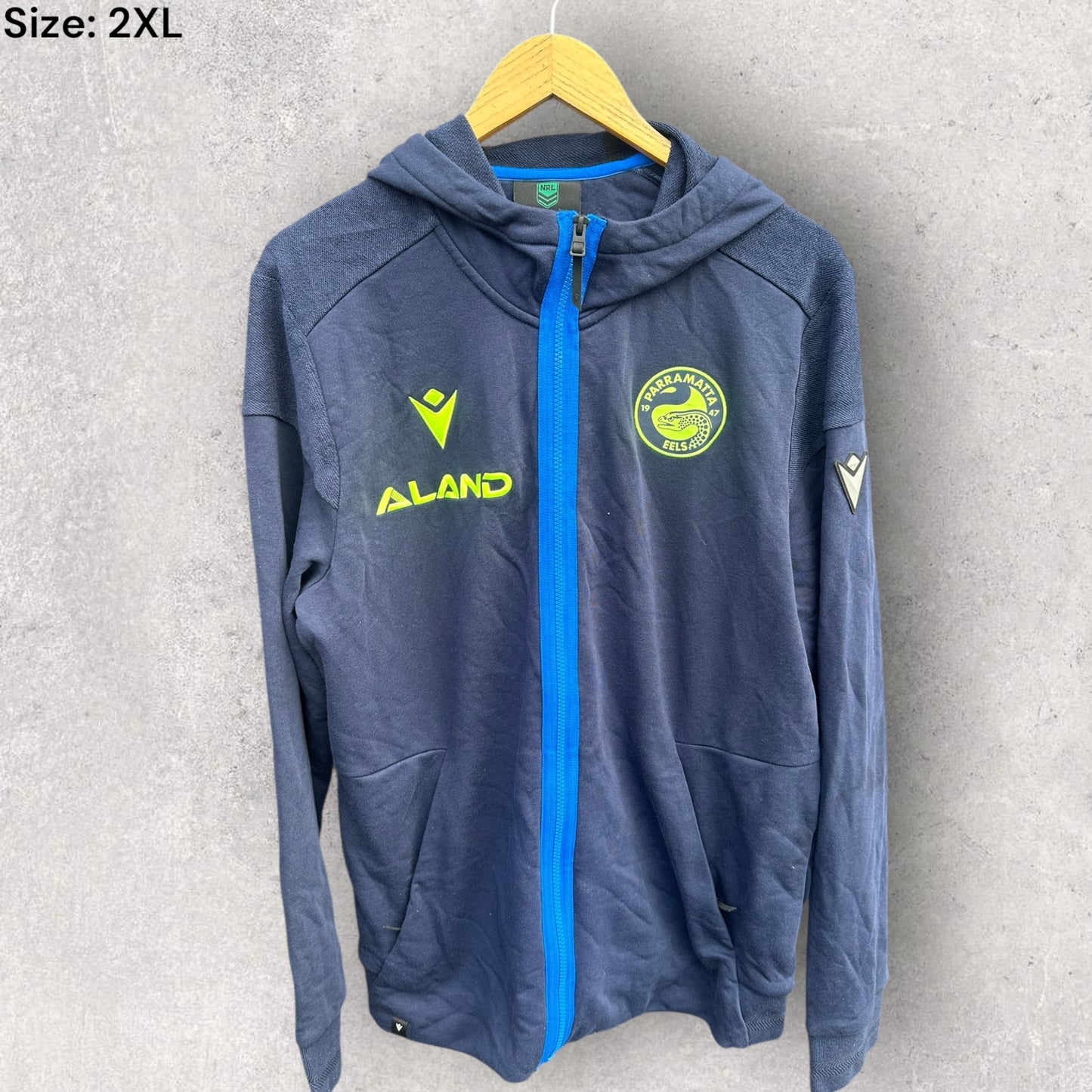 PARRAMATTA EELS MACRON FULL ZIP HOODED JACKET PLAYER ISSUED TO I LUMELUME