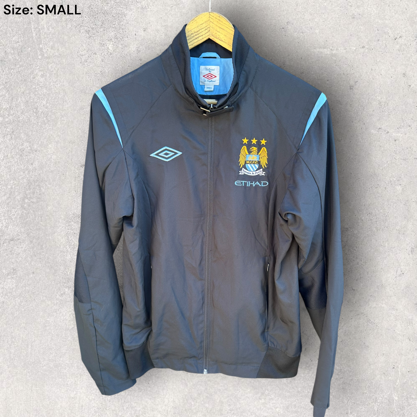 Manchester City UMBRO Full Zip Black Windbreaker Football Jacket