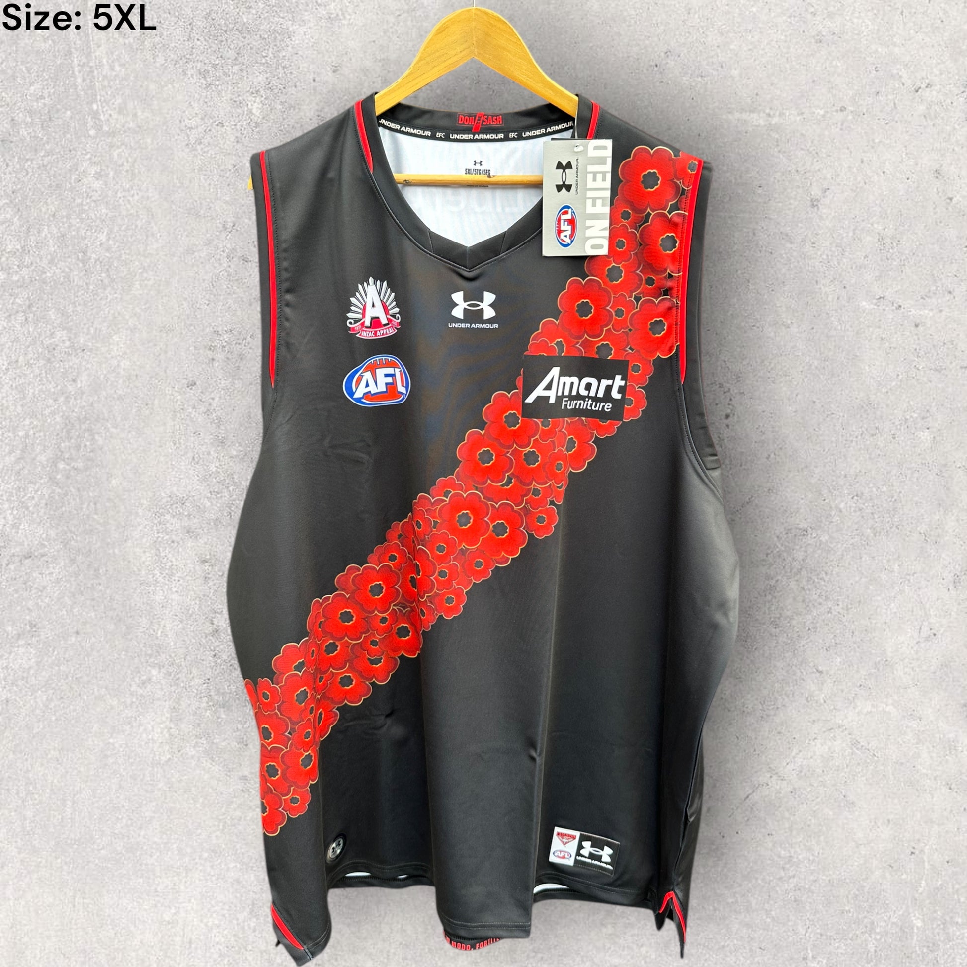 ESSENDON BOMBERS UNDER ARMOUR 2023 ANZAC GUERNSEY BRAND NEW WITH TAGS