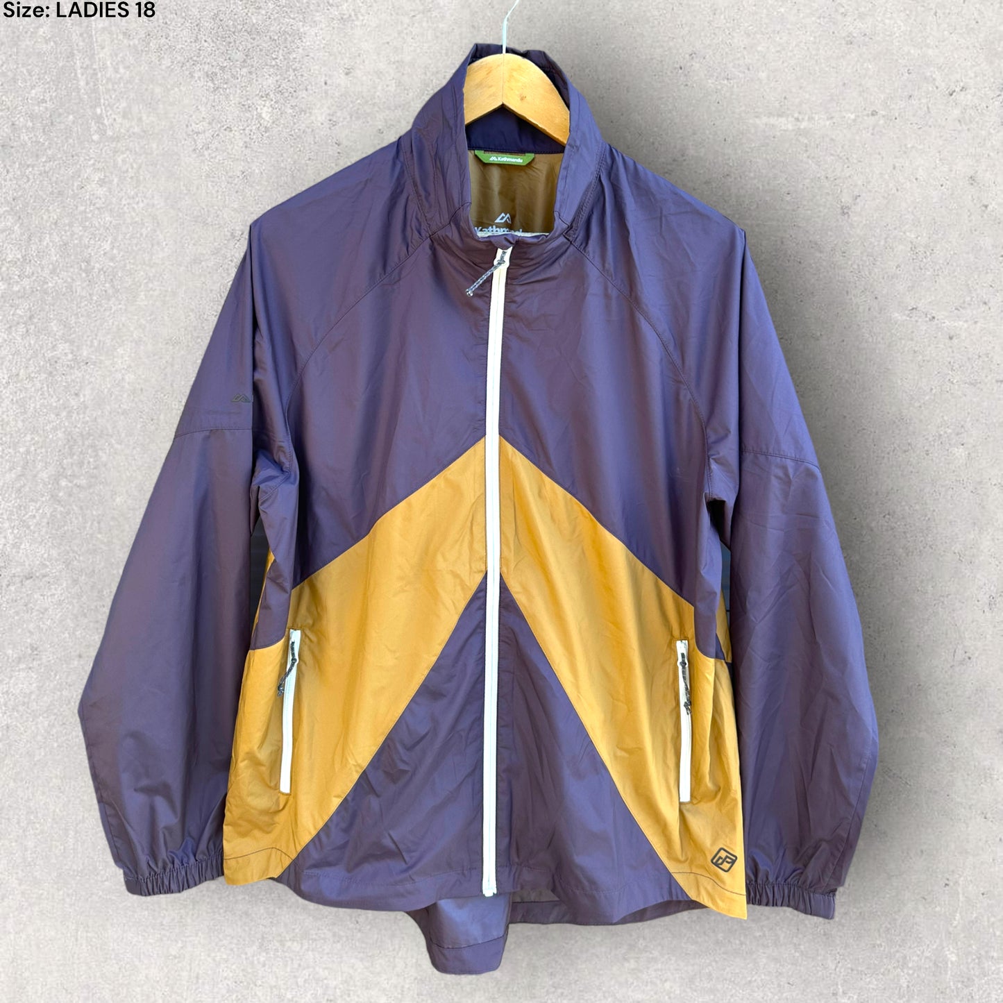 KATHMANDU LADIES GREY & MUSTARD WINDBREAKER JACKET