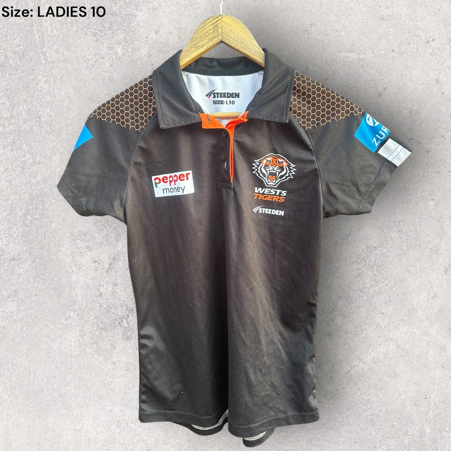 WESTS TIGERS 2025 STEEDAN MEDIA POLO SHIRT