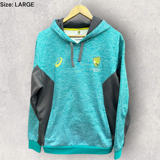 CRICKET AUSTRALIA ASICS GREEN HOODED JUMPER