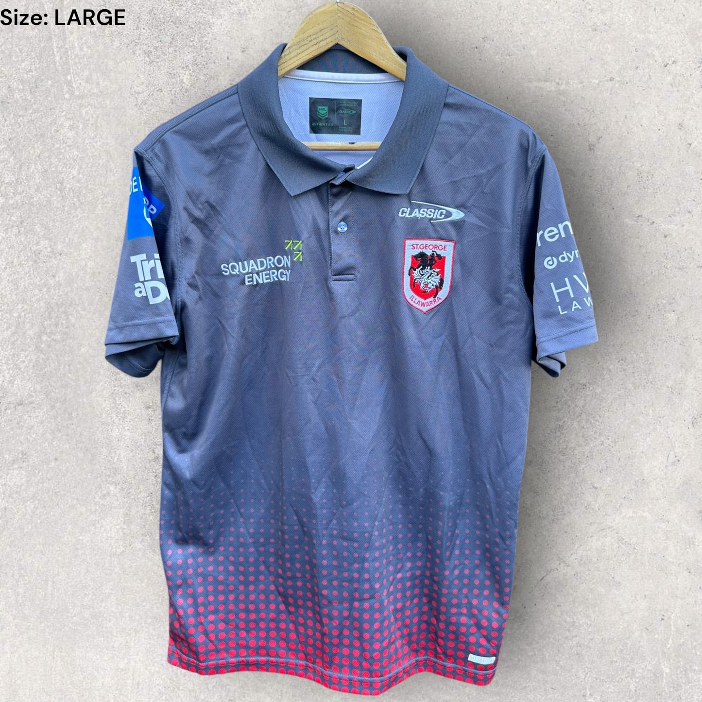 ST GEORGE ILLAWARRA DRAGONS 2025 MEDIA POLO SHIRT PLAYER ISSUED SIONE FINAU