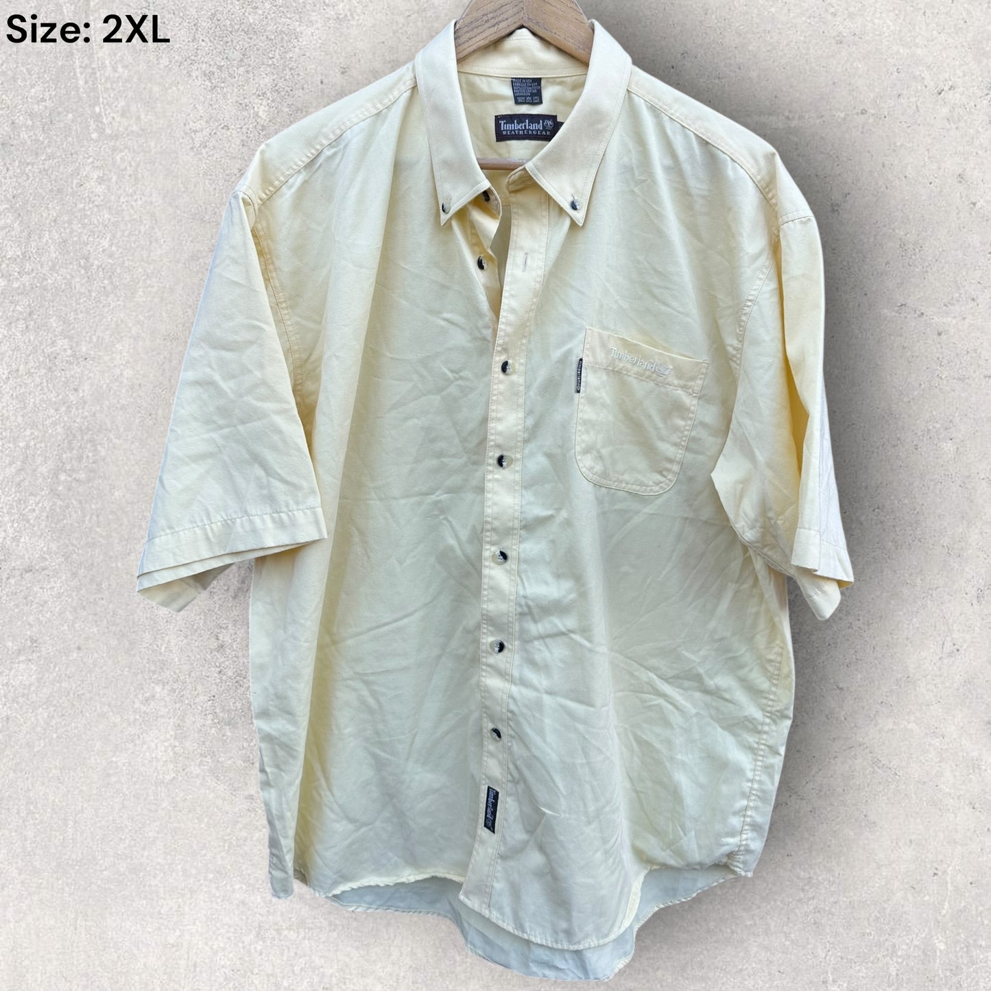 TIMBERLAND YELLOW SHORT SLEEVE BUTTON UP SHIRT