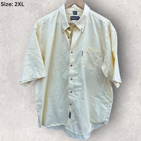 TIMBERLAND YELLOW SHORT SLEEVE BUTTON UP SHIRT