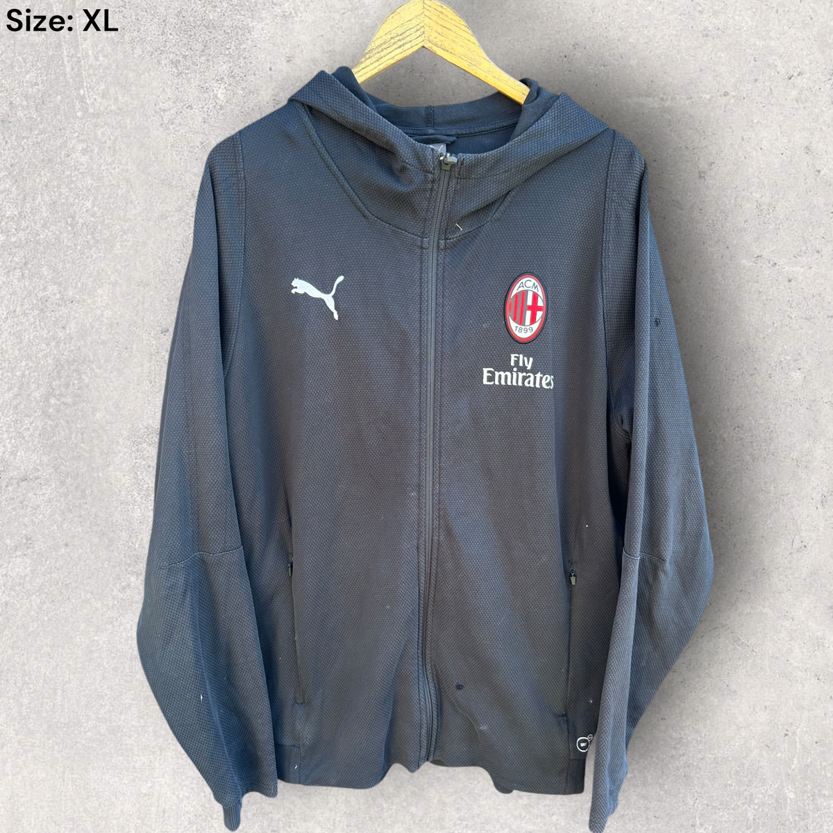 AC Milan Puma Full Zip Black Hooded Jacket