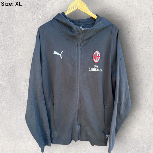 AC Milan Puma Full Zip Black Hooded Jacket
