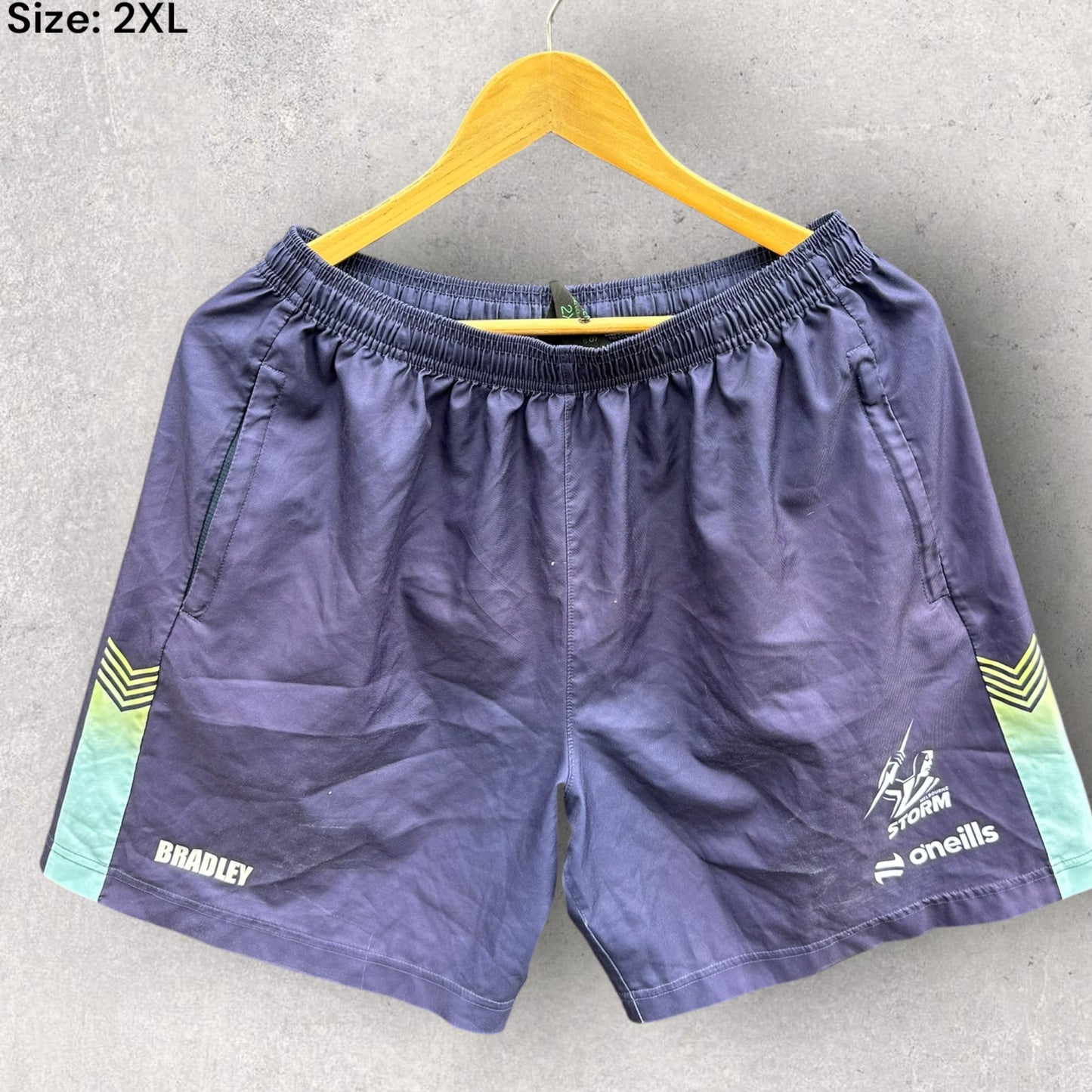 MELBOURNE STORM PLAYER WORN SHORTS BY KANE BRADLEY