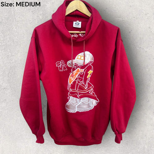 SCHOOL OF HARD KNOCKS RED PULLOVER HOODED JUMPER