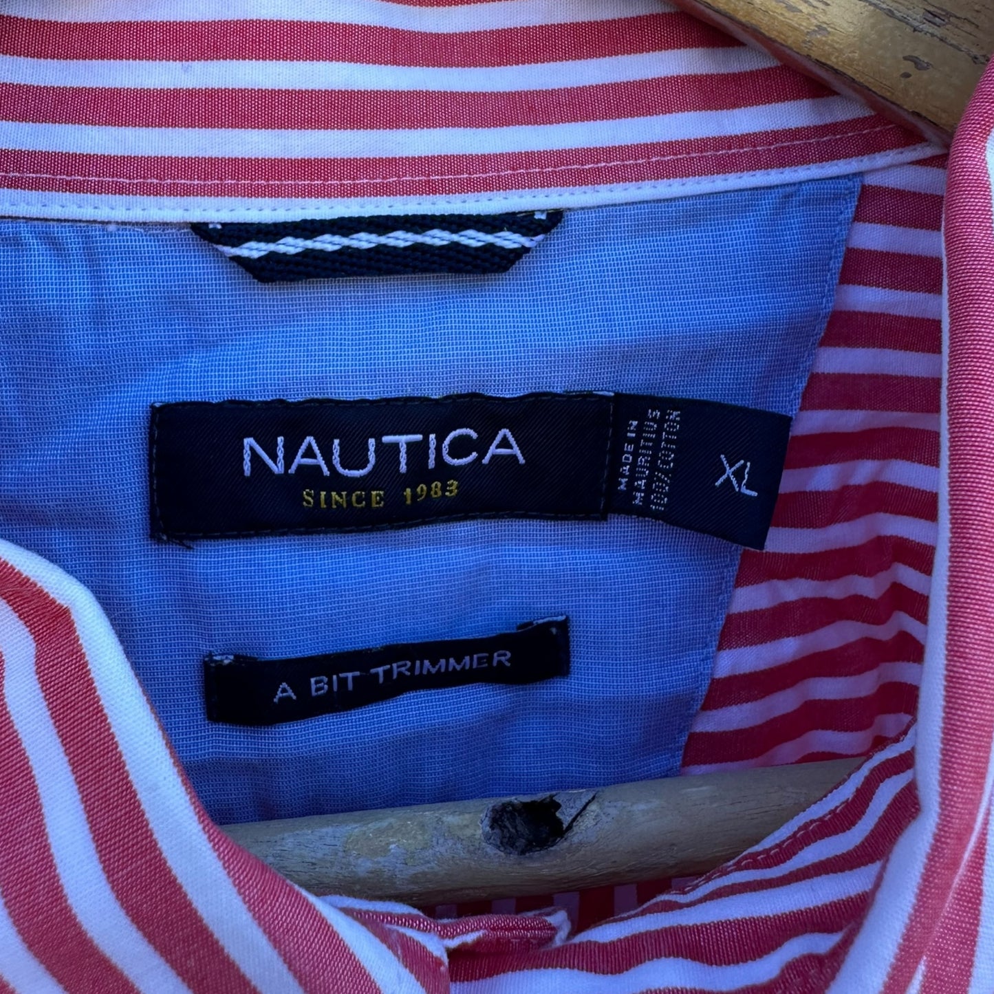 Nautica Short Sleeve Button Up Red & White Shirt