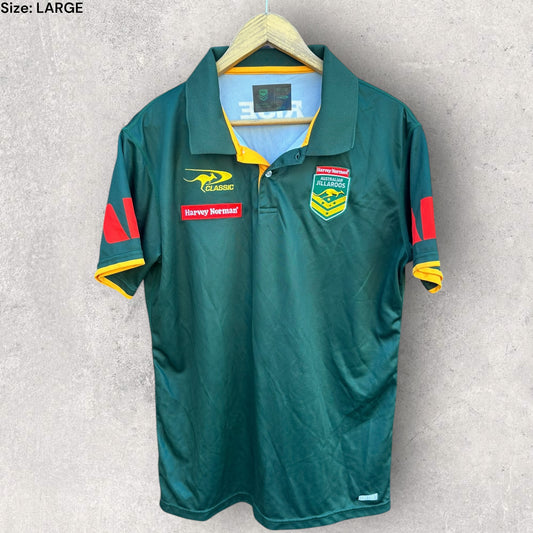 AUSTRALIAN JILLAROOS CLASSIC GREEN PLAYER ISSUED MEDIA POLO SHIRT