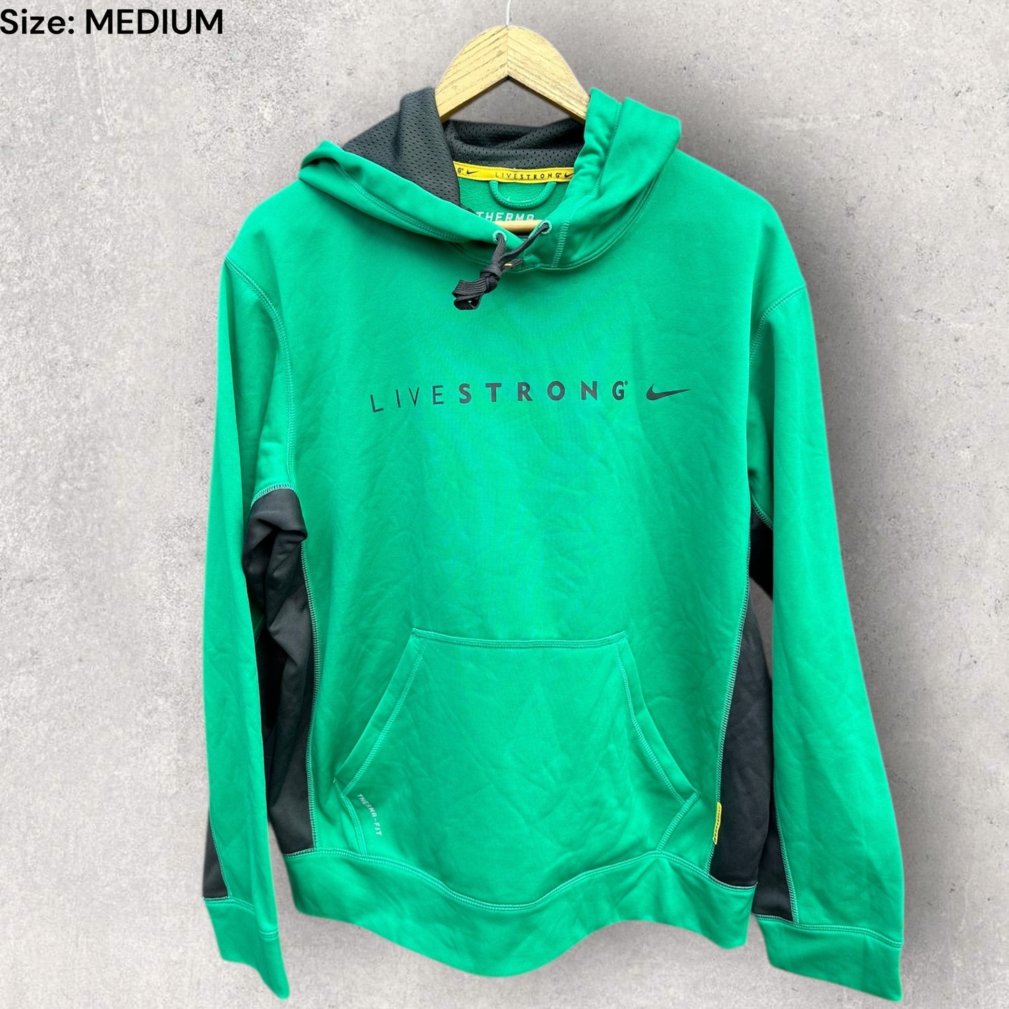 NIKE LIVESTRONG GREEN PULLOVER HOODED JUMPER