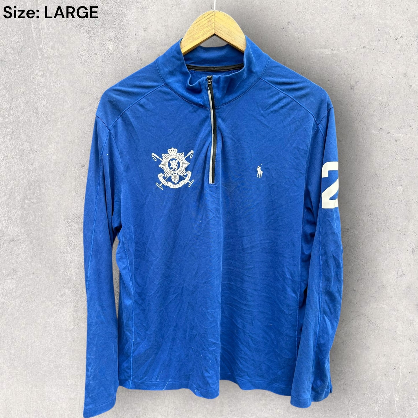 Ralph Lauren Polo Blue BlackWatch Polo Team Chest Zip Long Sleeve Shirt