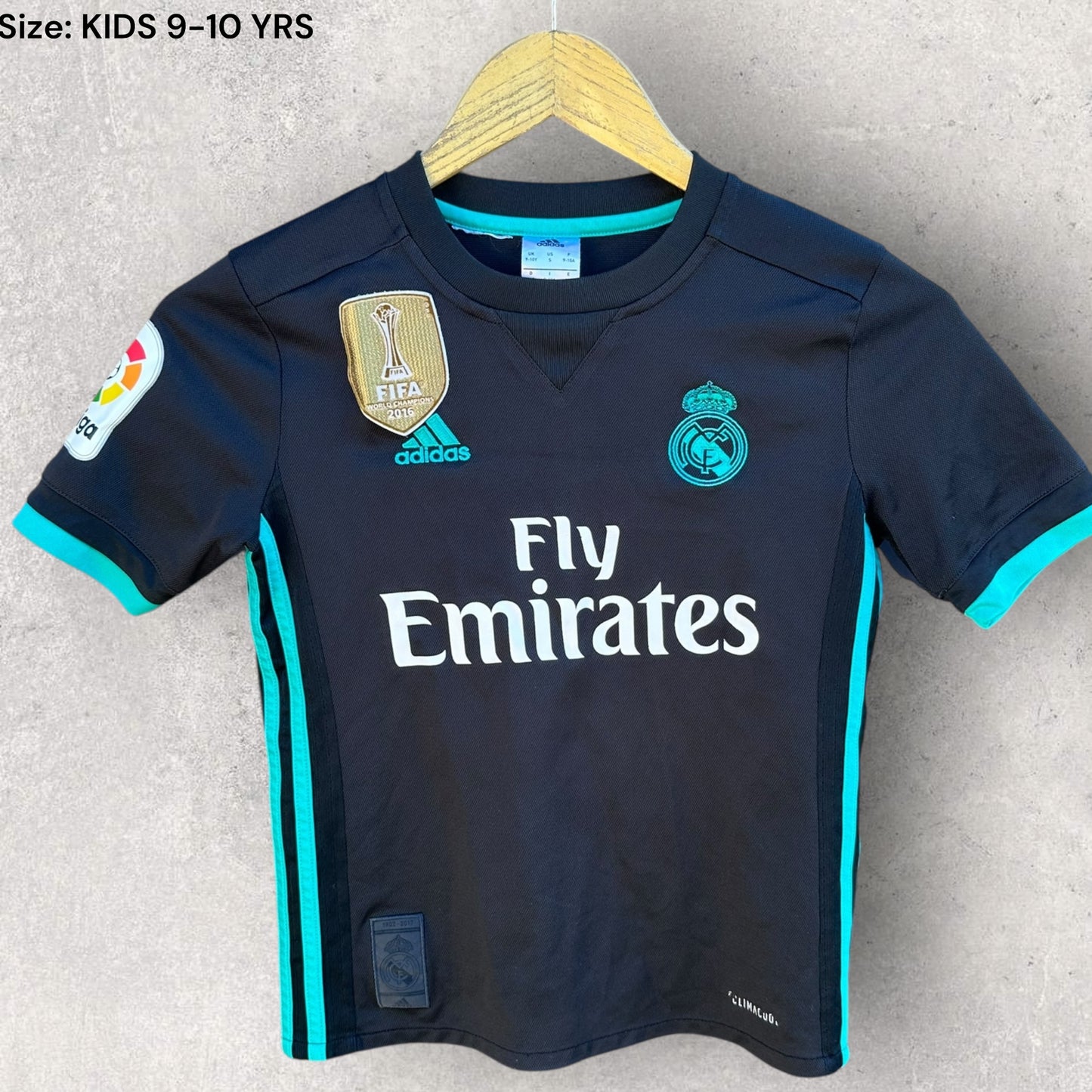 REAL MADRID RONALDO 2017-2018 UEFA AWAY KIDS JERSEY